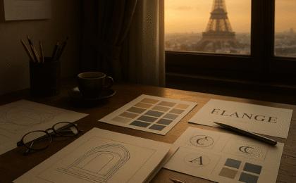 The Silent Language of Design 12 Elegant digital album cover for “The Silent Language of Design” — a poetic indie song about brand identity, emotion, and the art of visual storytelling through color and form