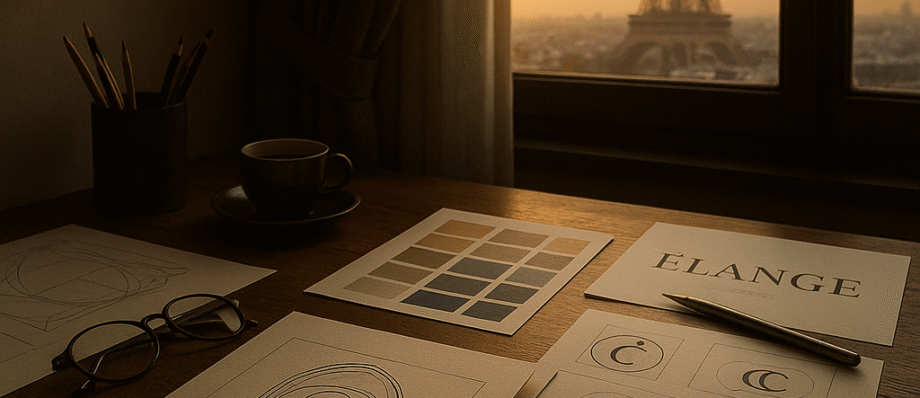 The Silent Language of Design 1 Elegant digital album cover for “The Silent Language of Design” — a poetic indie song about brand identity, emotion, and the art of visual storytelling through color and form